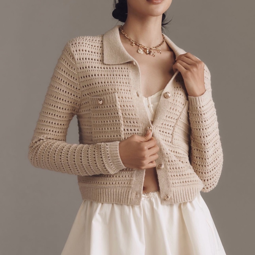 NVLT Beige Women's Cardigan Sweater NWT Anthropologie Oatmeal Color Size XL